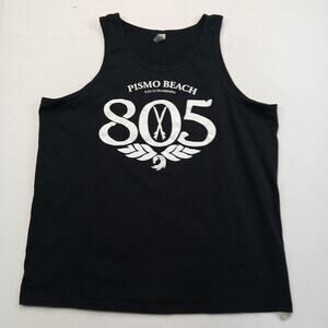 Pismo Beach 805 Graphic Tank Top Mens 2XL Black San Luis Obispo Sleeveless